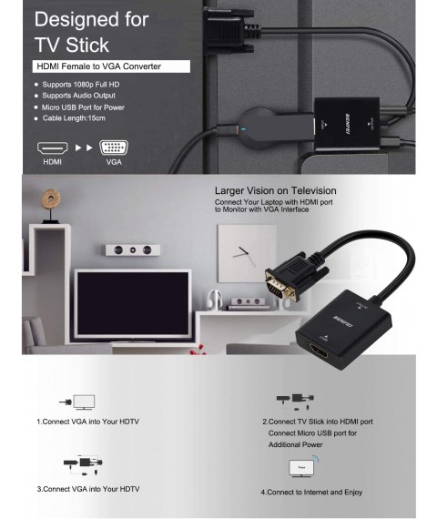 HDMI to VGA Adapter (Female to Male) 
