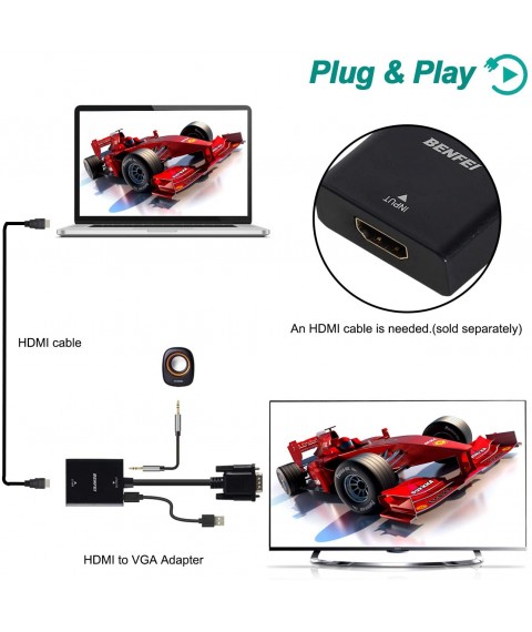 HDMI to VGA Adapter (Female to Male) 